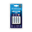 Eneloop White charger K-KJ51MCC40E basic + 4  white AA batteries (1900mAh)/ Life Cycles: 2100